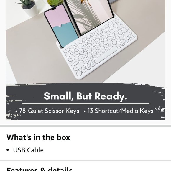 Macally Small Bluetooth Keyboard for Tablet and Phone  standing - White Mini - Picture 7 of 8